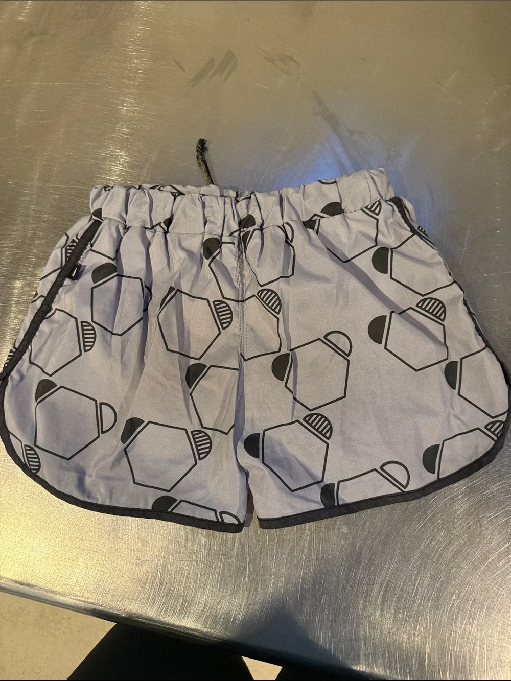 Kids' Light Gray Printed Swim Trunks with Drawstring